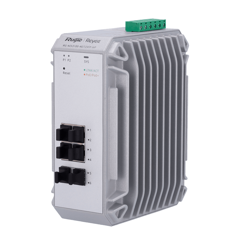 Switch Industrial REYEE RG-NIS3100-4GT2SFP-HP (10/100/1000 Mbit/s - 4,1 MB - 12 Gbit/s - Cinzento)
