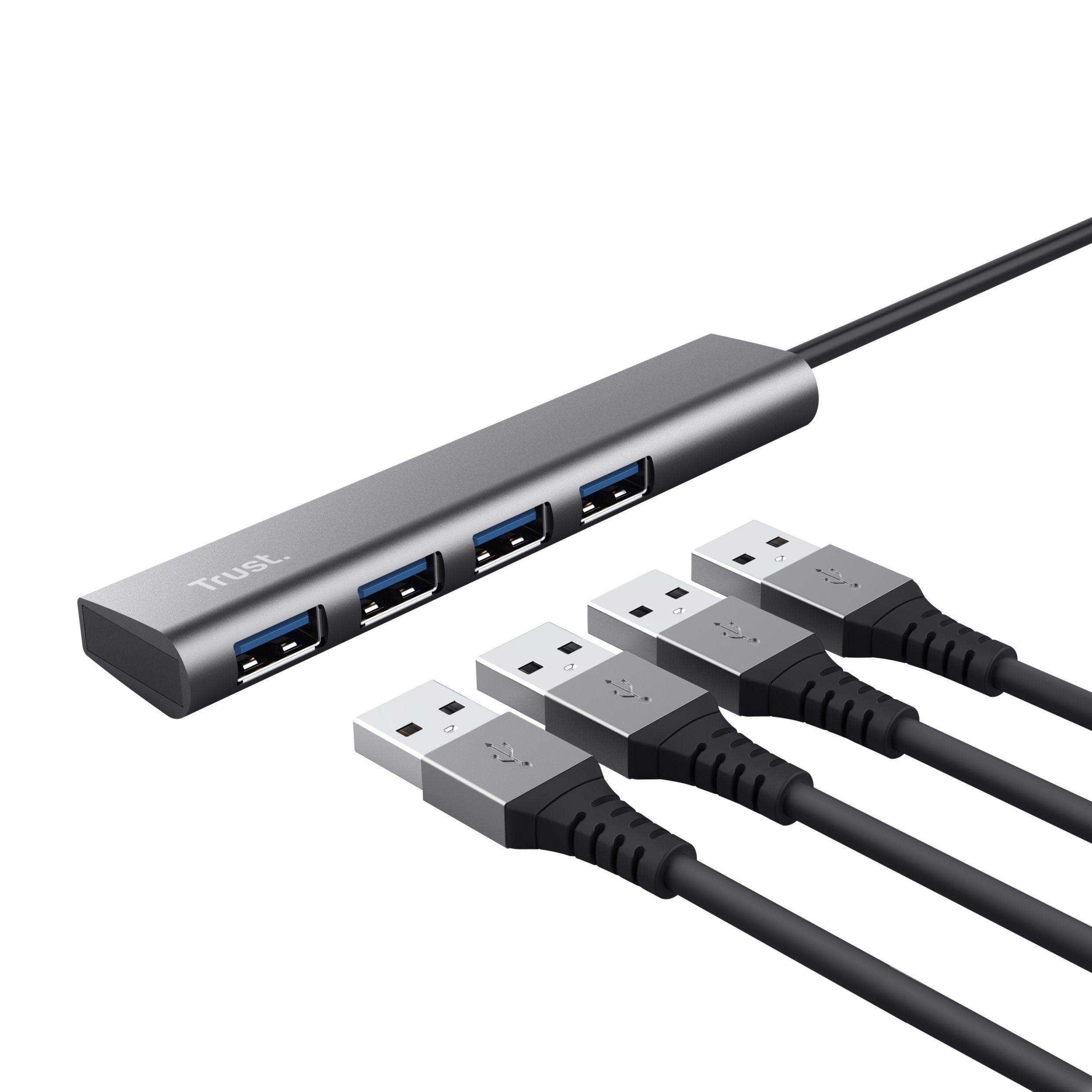 Hub USB TRUST Halyx 24948 (0,1 m - USB Type-C - Windows 10, Windows 11 - Cinzento) — miniatura 3
