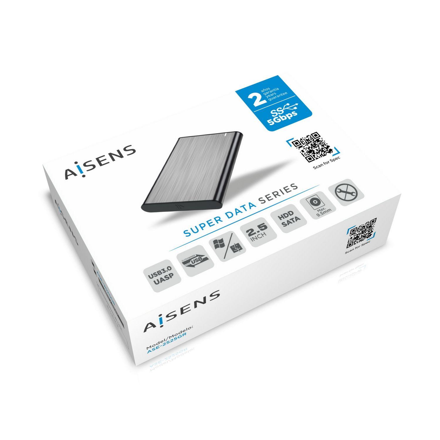 Caixa Externa AISENS ASE-2525GR (2,5" SATA para USB 3.0 - Cinzento) — miniatura 4