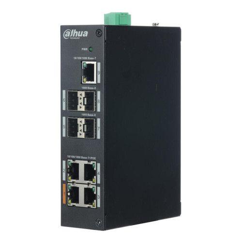 Switch Industrial DAHUA DH-PFS3409-4GT-V2 (4x SFP 1000 Base-X - 1,75 Mb - 33 Gbps - Preto)