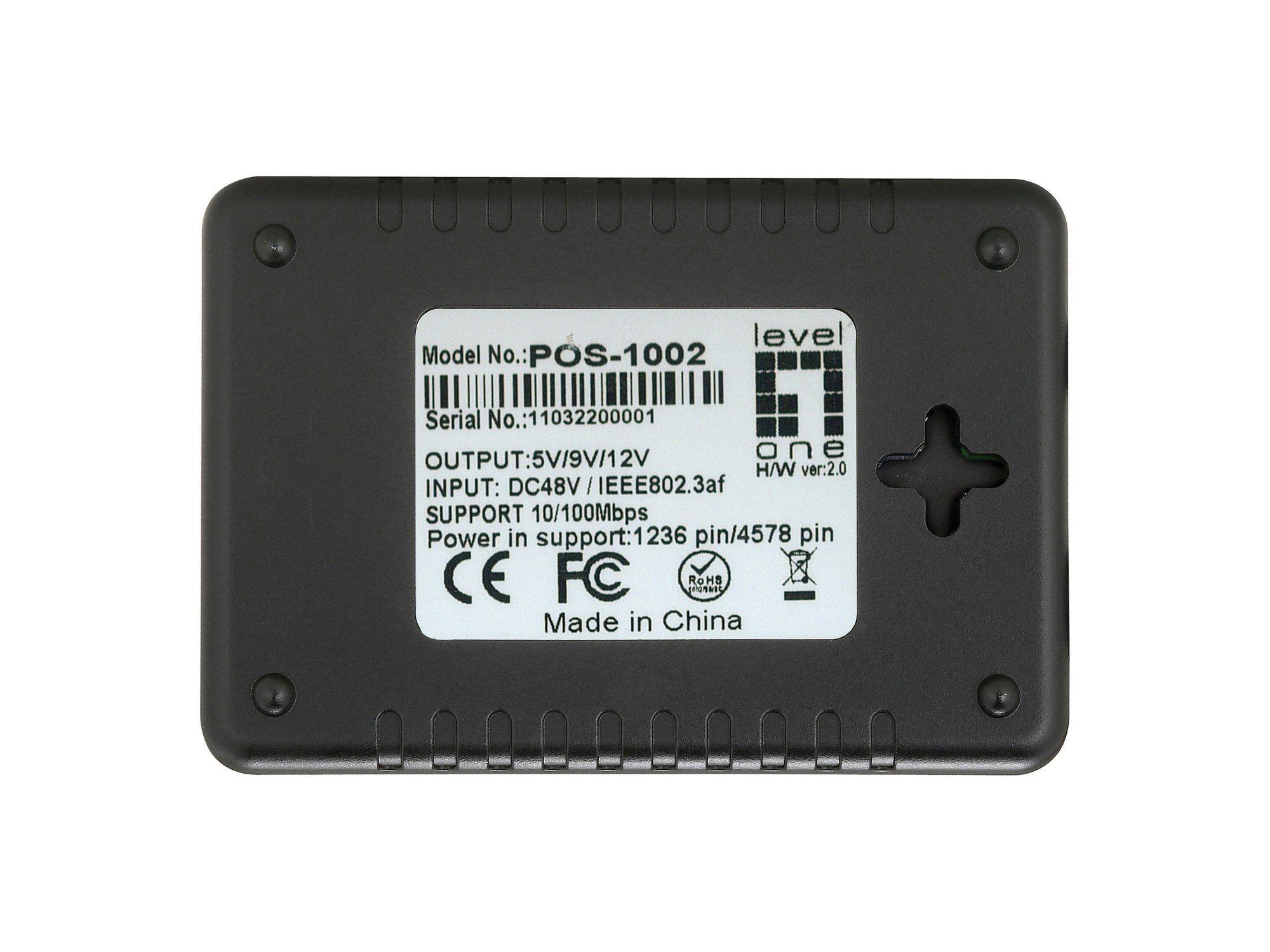 Splitter PoE de Rede LEVELONE POS-1002 (1 unidade - 10/100BASE-T - Preto) — miniatura 3