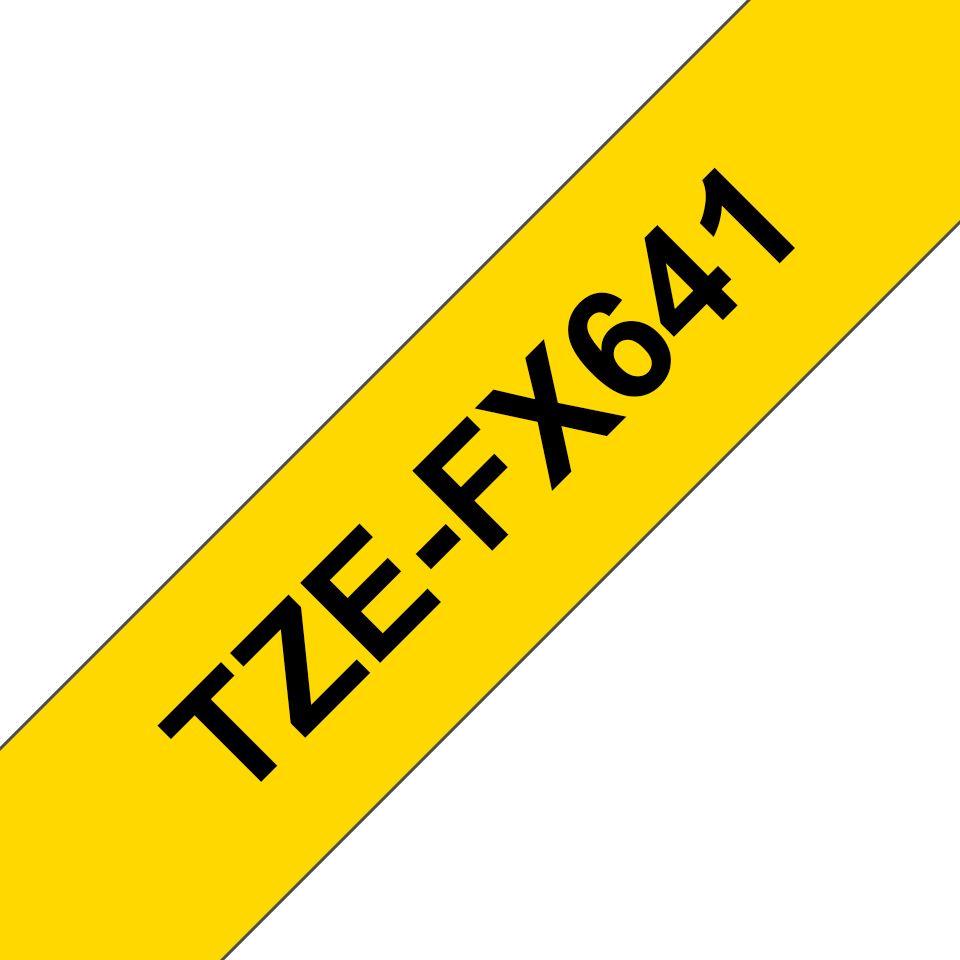Fita Laminada Flexível BROTHER TZe-FX641 (Preto sobre Amarelo)