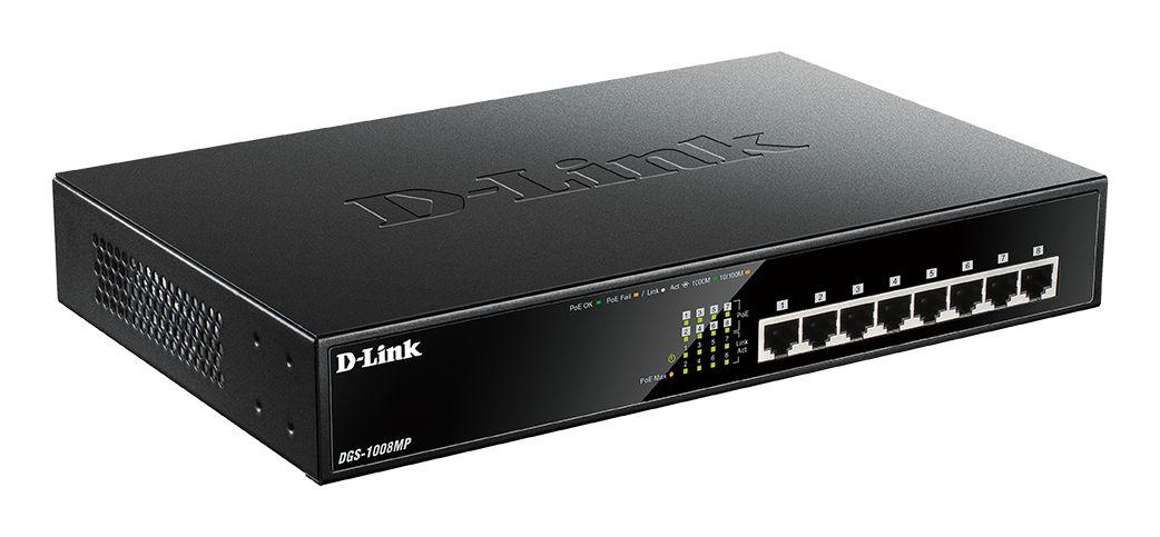 Switch D-LINK DGS-1008MP (Gigabit Ethernet - 0,192 MB - 16 Gbit/s - Preto) — miniatura 3