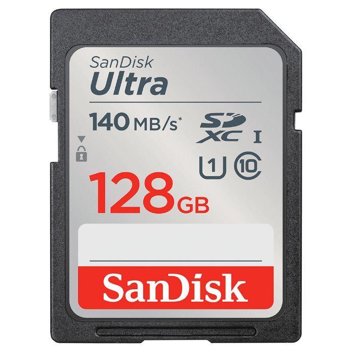 Cartão de Memória SANDISK Ultra SDSDUNB-128G-GN6IN (128GB - Classe 10 - Até 140 MB/s - Preto)