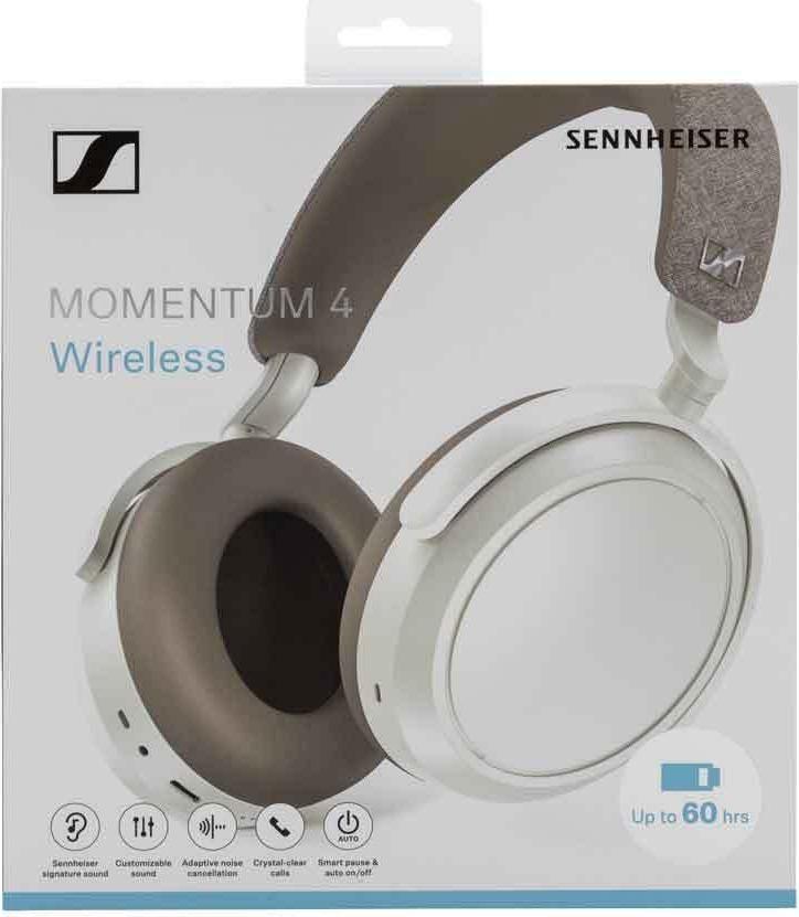 Auscultadores SENNHEISER Momentum 4 Wireless (42 mm - 6 Hz a 22 kHz - USB através de tomada USB-C - Branco)
