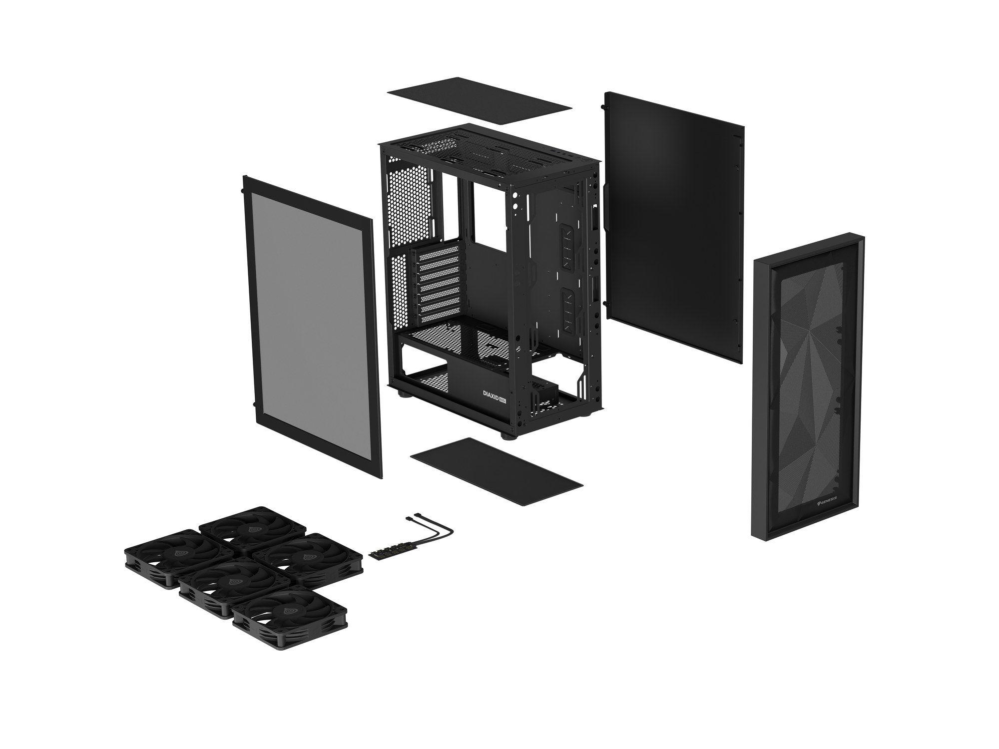 Caixa de Computador GENESIS Diaxid 605F (ATX, Micro ATX, Mini-ATX - Midi Tower - ABS, Aço, Vidro temperado - Preto) — miniatura 11
