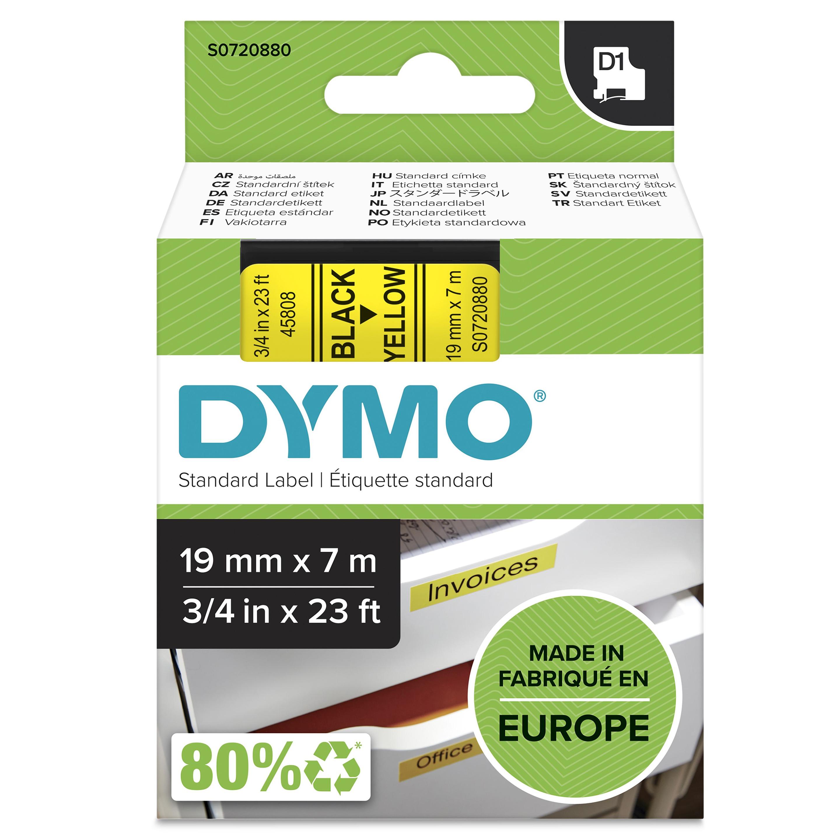 Fita de Etiquetas DYMO D1 45808 (Preto sobre Amarelo)