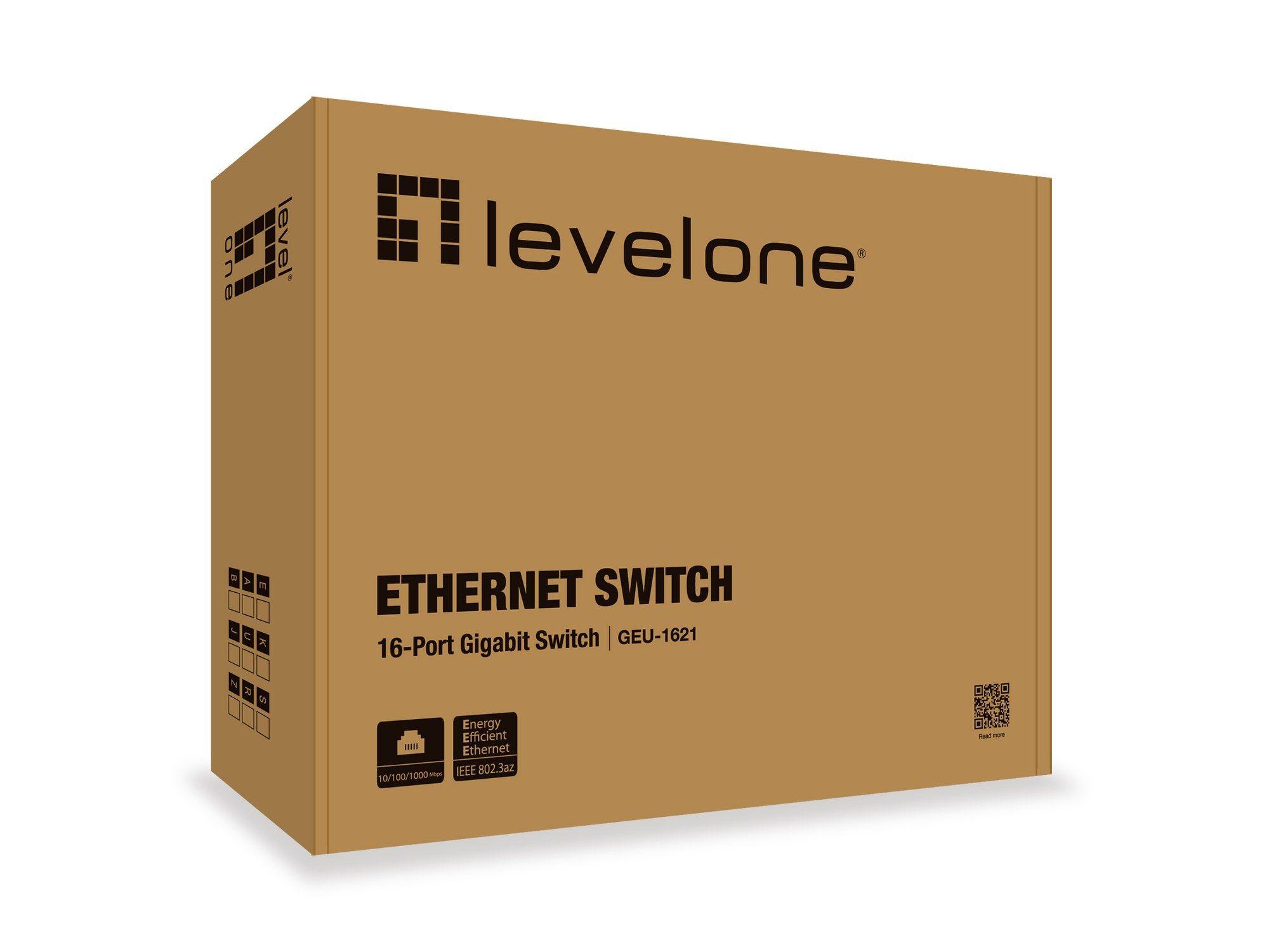 Switch de Rede Não Gerido LEVEL ONE GEU-1621 (Gigabit Ethernet - 32 Gbit/s - 9000 bytes - Cinzento) — miniatura 3