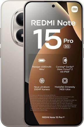 Smartphone XIAOMI Redmi Note 15 Pro 5G (8GB/256GB - 6,83" - Titânio)