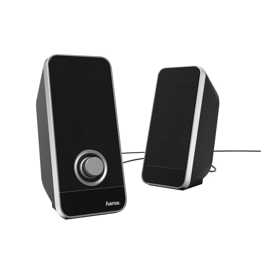 Colunas HAMA Sonic LS-206 (6 W - 2.0 canais - PC - Preto e Prateado)