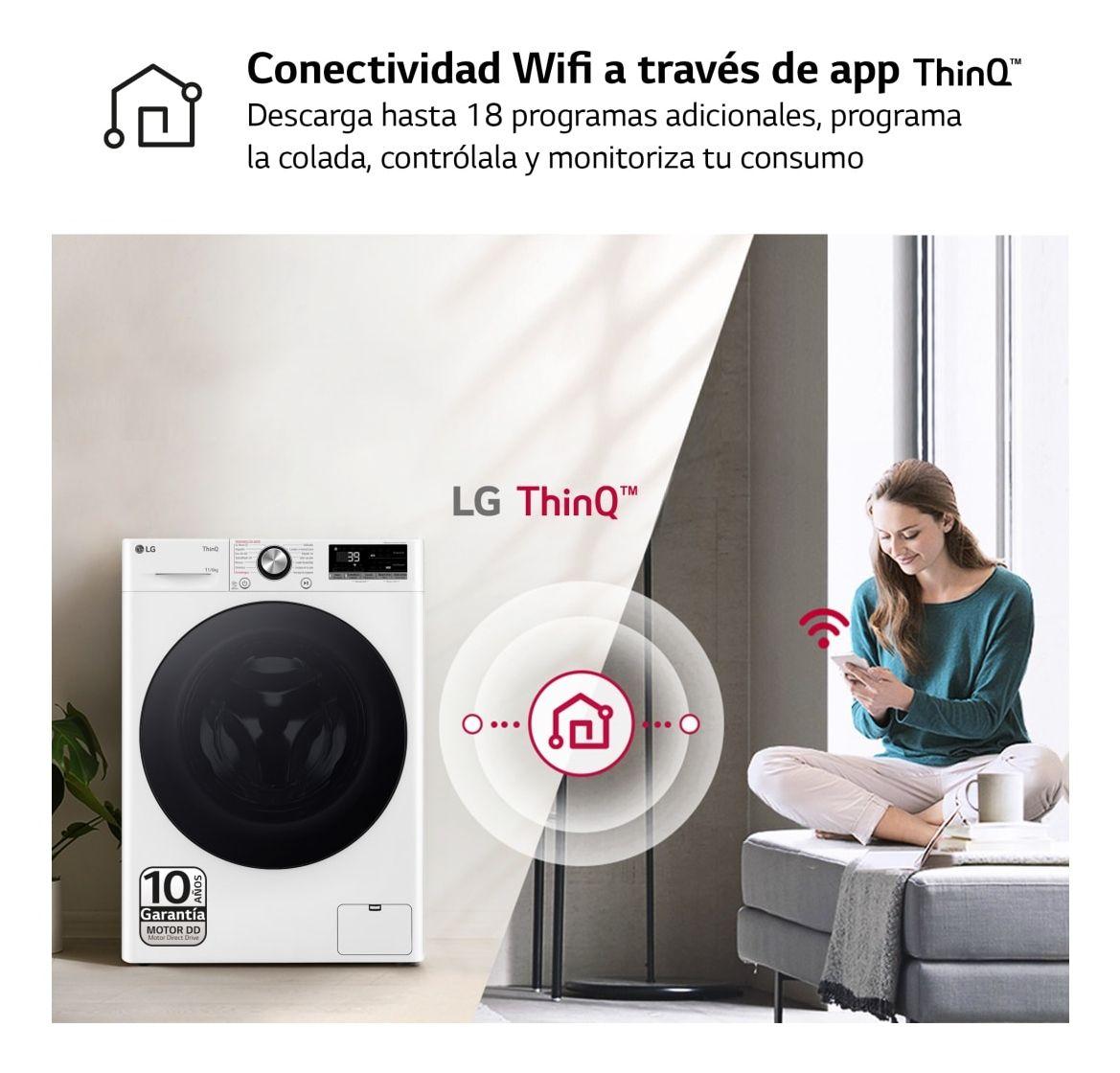 Máquina de Lavar e Secar Roupa Independente LG F4DR7011AGW (A - 11 kg - 6 kg - Branco), miniatura 7