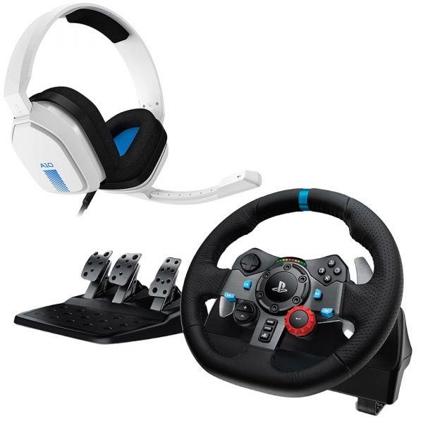Bundle Volante e Headset Gaming LOGITECH G29 Driving Force + Astro Gaming A10 (PS5/PS4/PS3/PC - Branco/Azul) — miniatura 2
