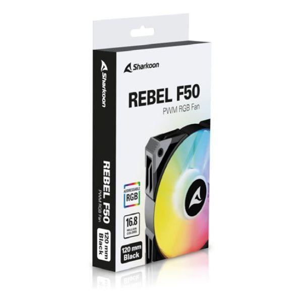 Ventoinha de Caixa SHARKOON Rebel F50 PWM (RGB endereçável - Preto), miniatura 4