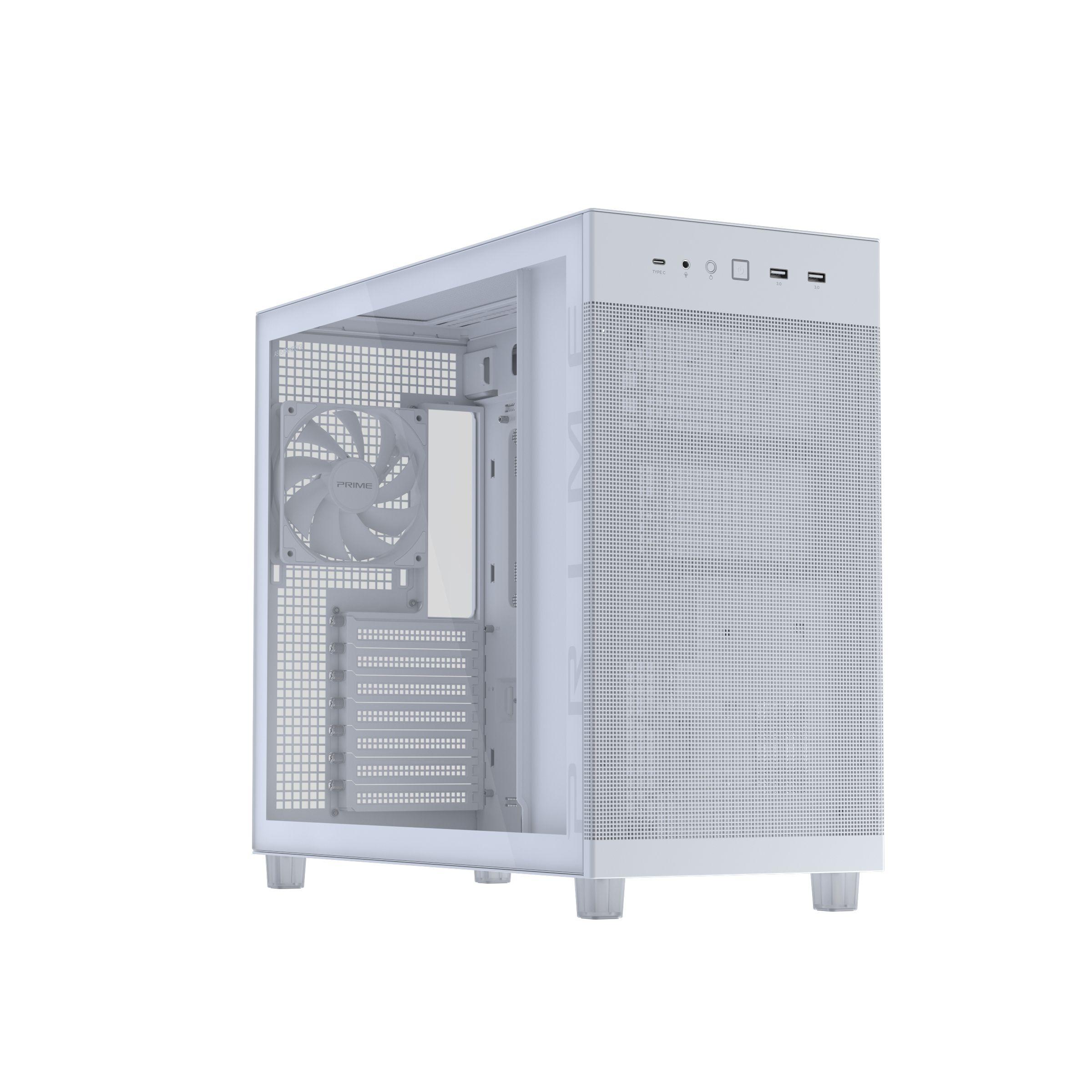 Caixa PC ASUS PRIME AP303 TG (micro ATX, Mini-ITX, ATX - Midi Tower - Metal - Branco)