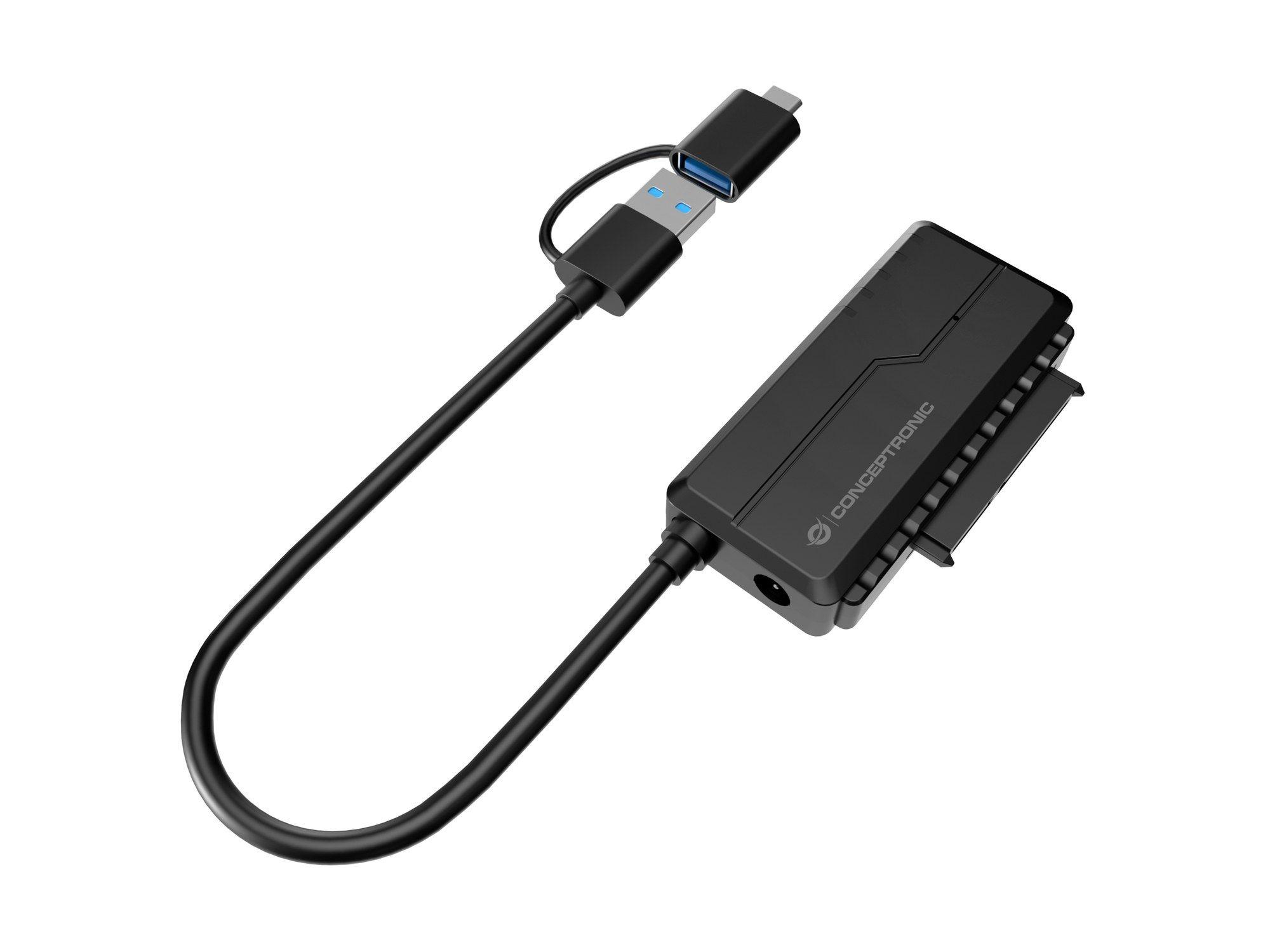 Adaptador USB-C/USB-A para SATA CONCEPTRONIC ABBY21B (SATA 22-pin - USB Type-A - 2,5 e 3,5 polegadas - Preto), miniatura 2