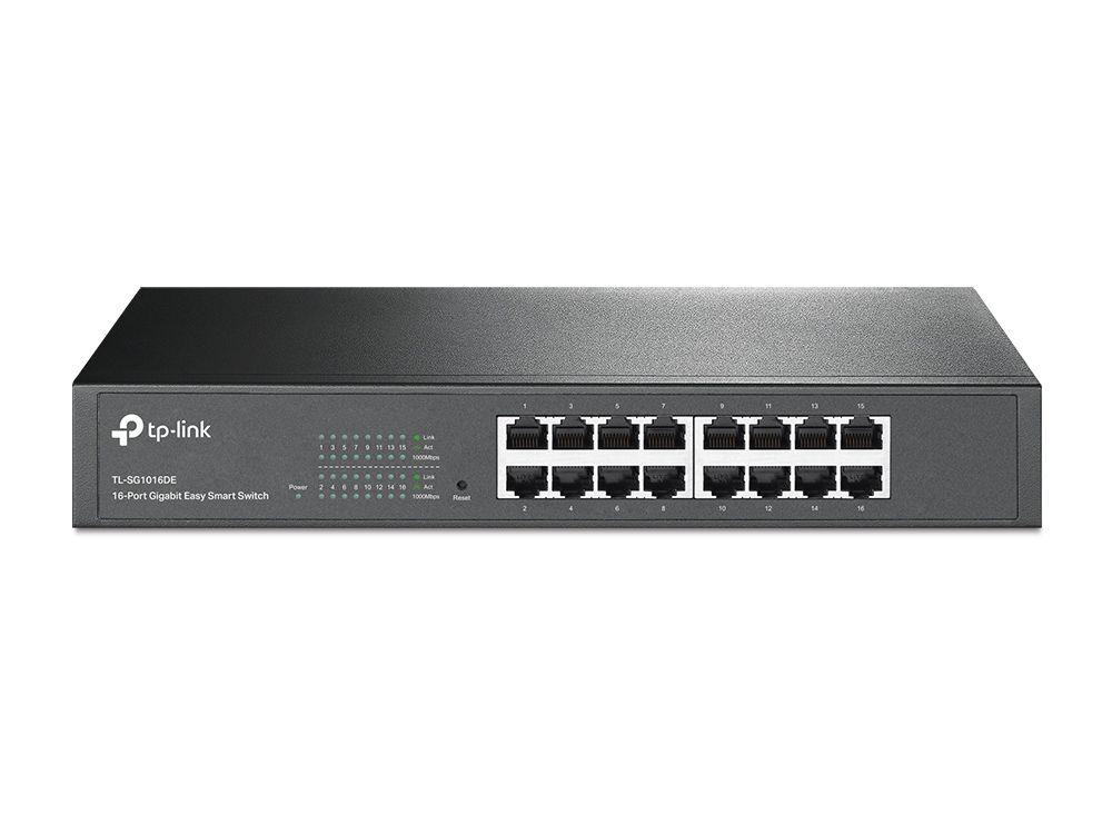 Switch de Rede Gerido TP-LINK TL-SG1016DE (Até 1000 Mbps - Gigabit Ethernet - 16x 10/100/1000 Mbps - Preto)