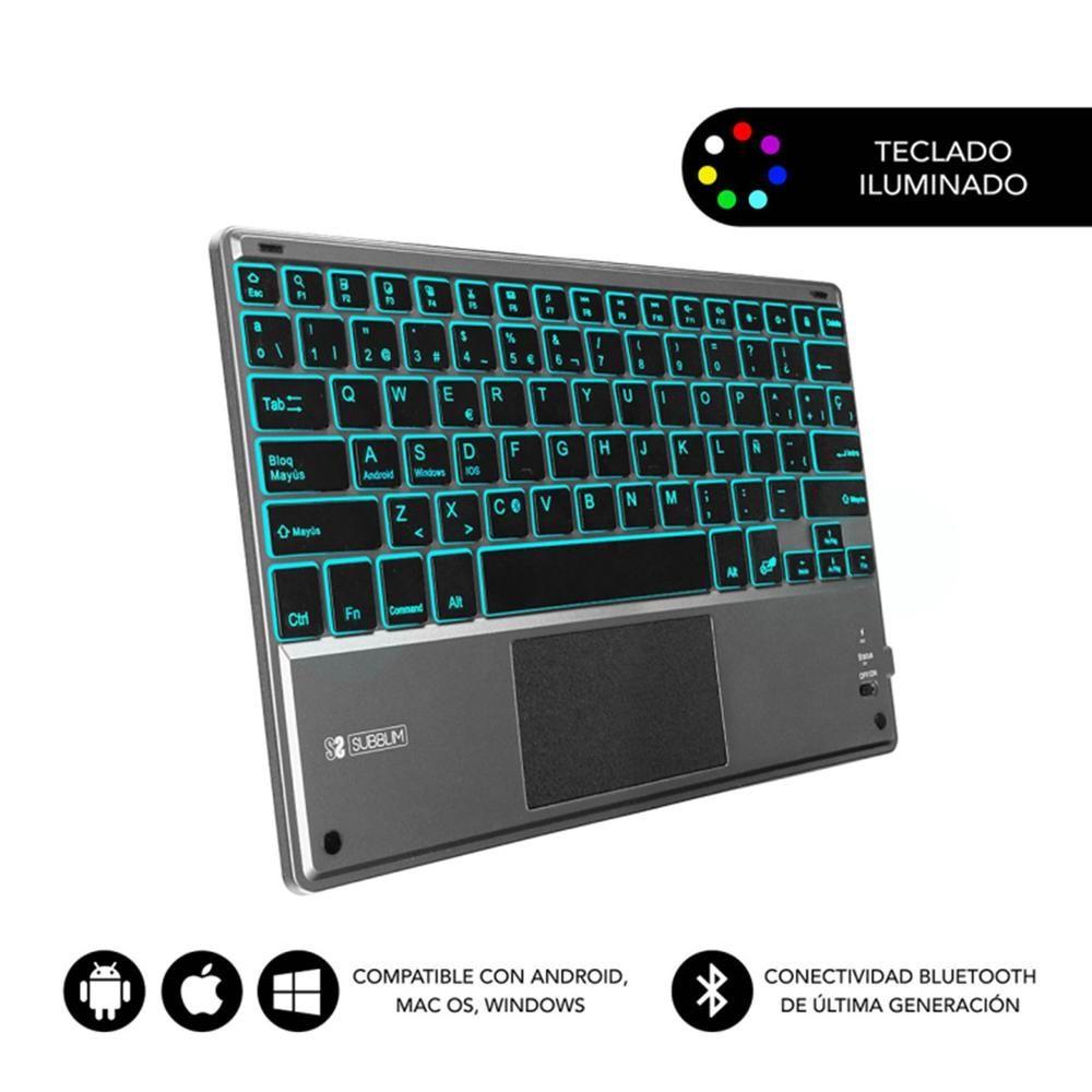 Teclado SUBBLIM Smart Backlit BT Touchpad (Espanha - Padrão - Bluetooth - Preto e Cinzento)