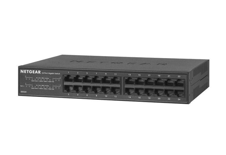 Switch NETGEAR GS324-200EUS (Gigabit Ethernet - 0,512 MB - 48 Gbit/s - Preto)