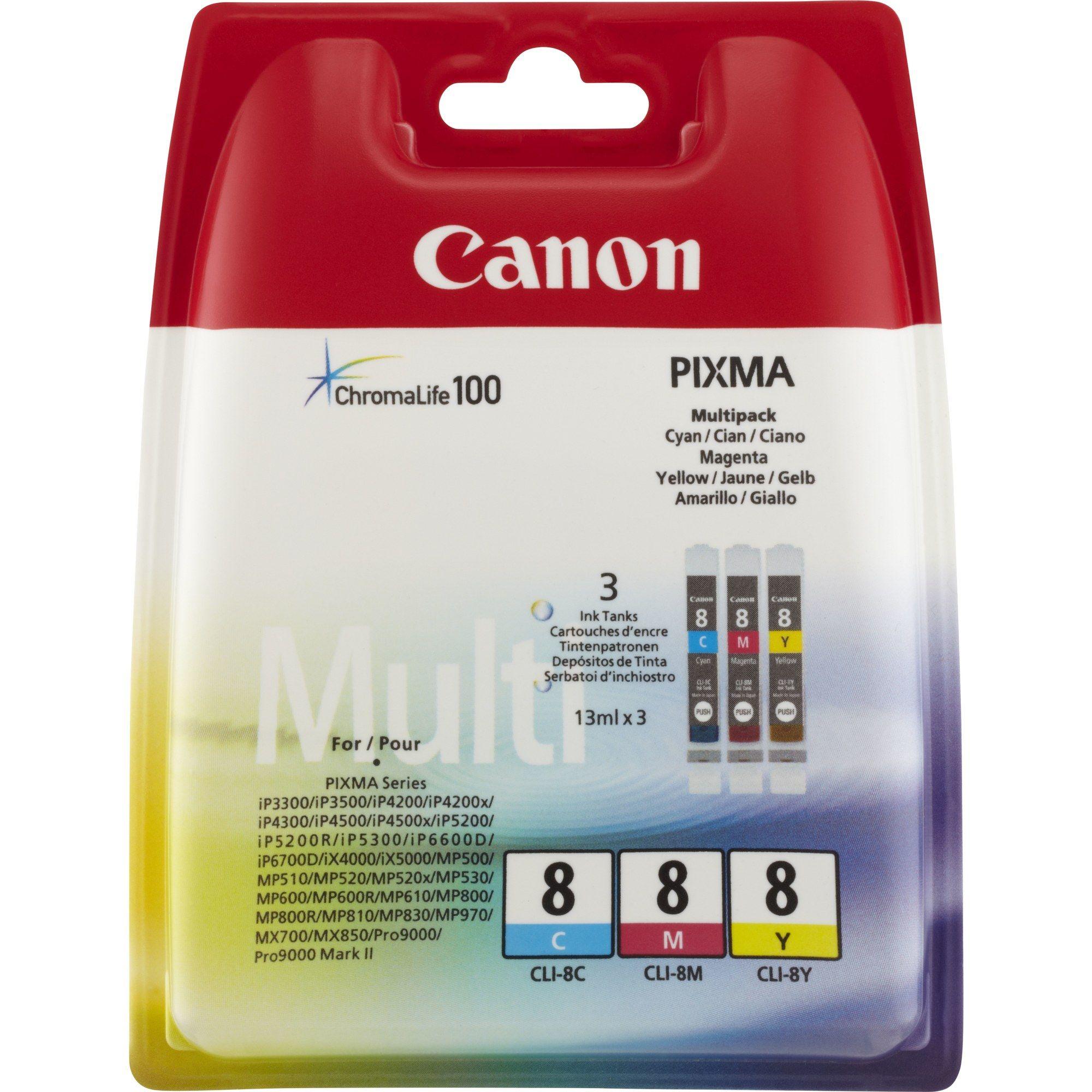 Pack de 3 Tinteiros CANON CLI-8 (Ciano, Magenta e Amarelo), imagem 1