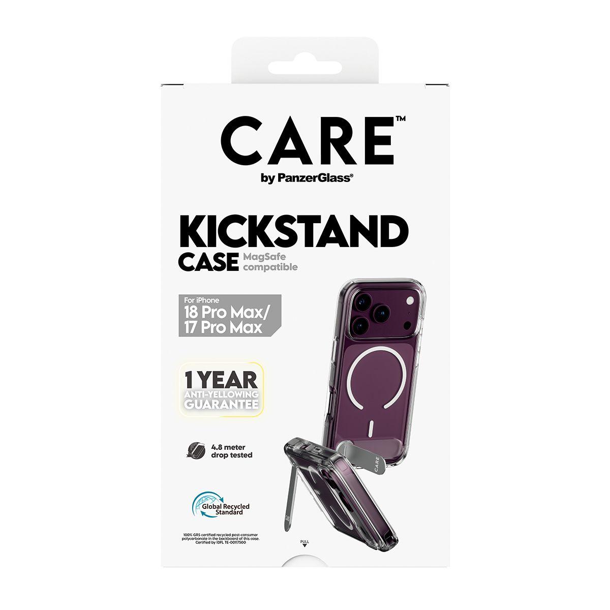 Capa PANZERGLASS CARE by PanzerGlass Kickstand Case para iPhone 17 Pro Max e 18 Pro Max (Transparente), miniatura 3