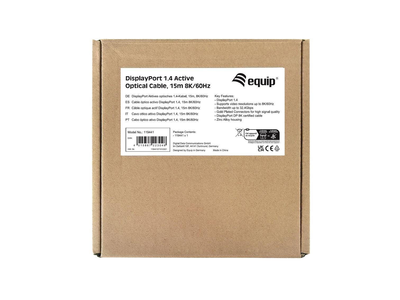 Cabo Ótico Ativo DisplayPort EQUIP 119441 (15 m - DisplayPort macho, reto - Preto), miniatura 5