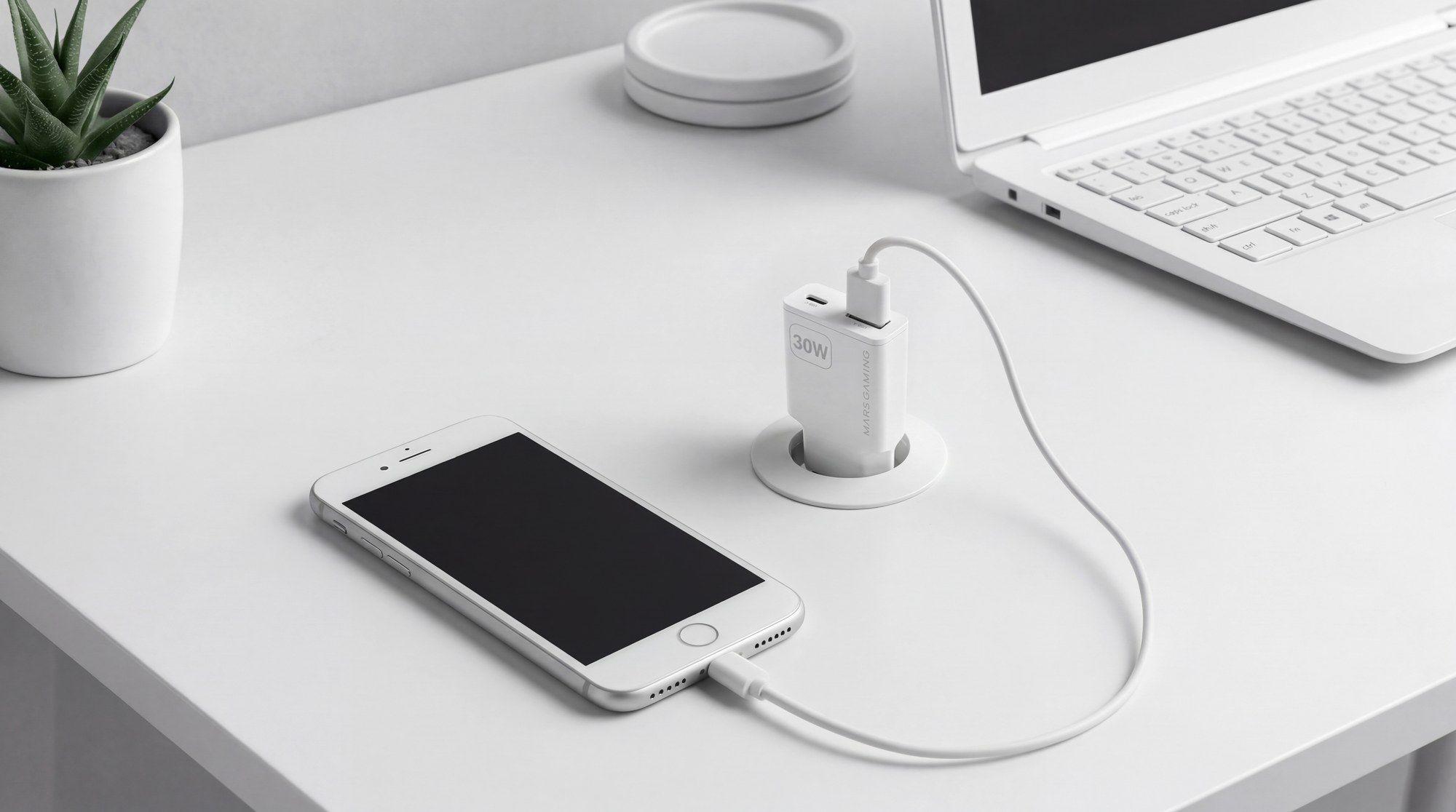 Carregador de Parede MARS GAMING MD-GAN30W (USB-C + USB-A - Tipo C - Branco), miniatura 8