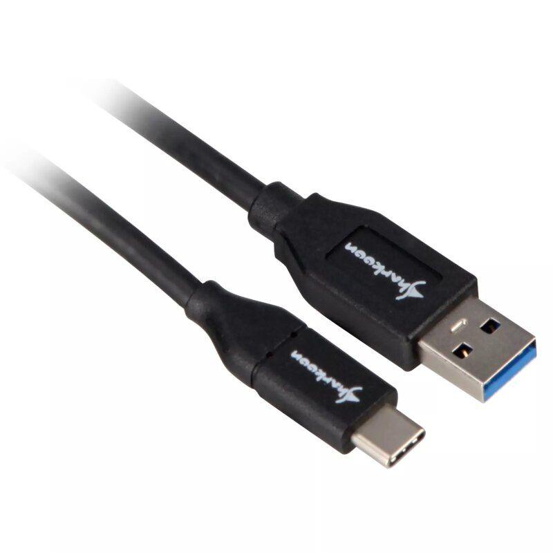Cabo USB-C SHARKOON USB 3.2 Gen 2 (0,5 m - Preto/Azul-claro)