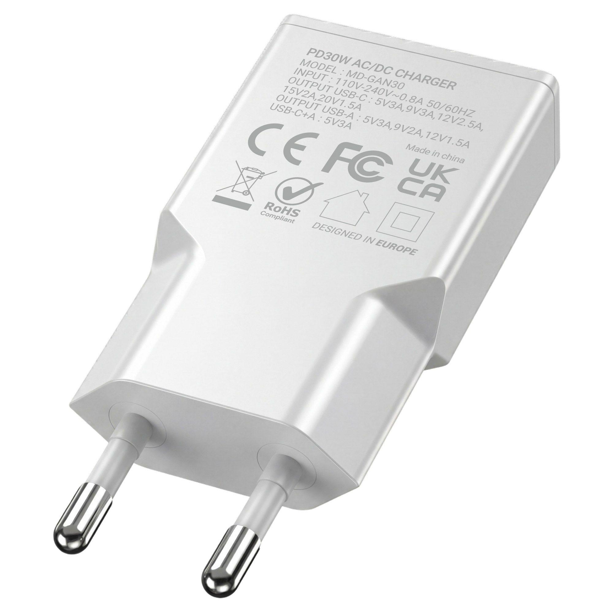 Carregador de Parede MARS GAMING MD-GAN30W (USB-C + USB-A - Tipo C - Branco), miniatura 2