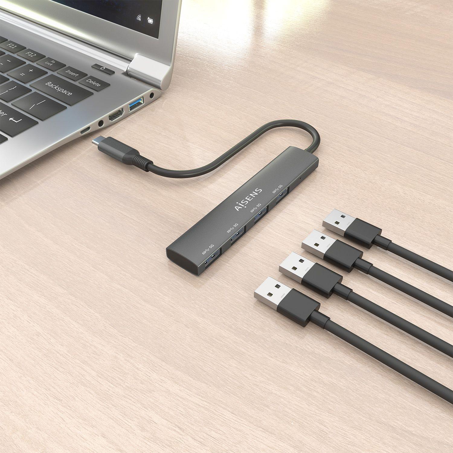 Hub USB-C AISENS A109-0943 (0,15 m - 4x USB 3.2 Gen 1 - Cinzento), miniatura 5