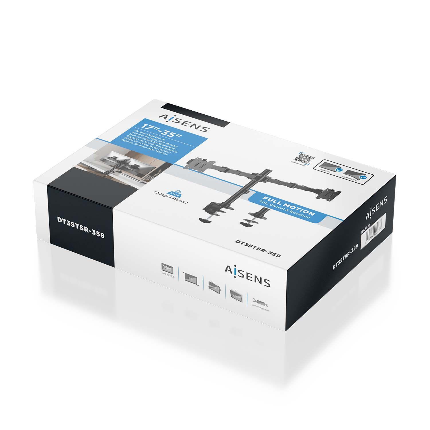 Suporte de Mesa para 2 Monitores AISENS DT35TSR-359 (17–35" - 40 kg - Preto), miniatura 6