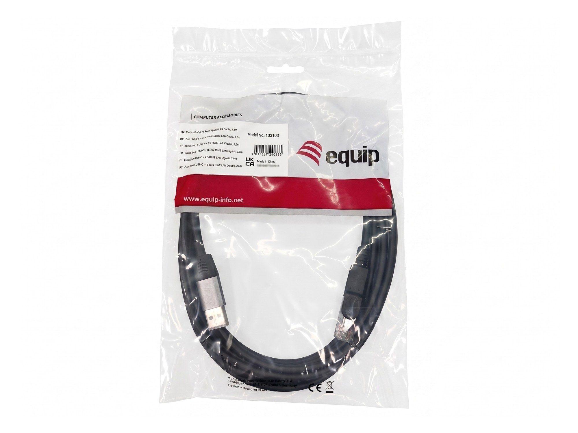 Adaptador de Rede EQUIP 133103 (3 m - RJ-45 - USB Type-A/USB Type-C - Preto), miniatura 4