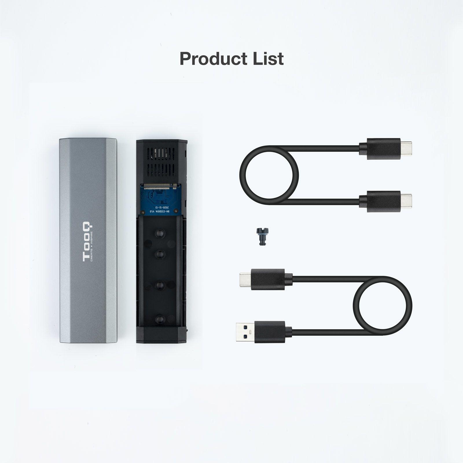 Caixa Externa SSD TOOQ TQE-2223G (2 TB - PCI Express NVMe - M.2 NGFF/NVMe - Cinzento) — miniatura 9
