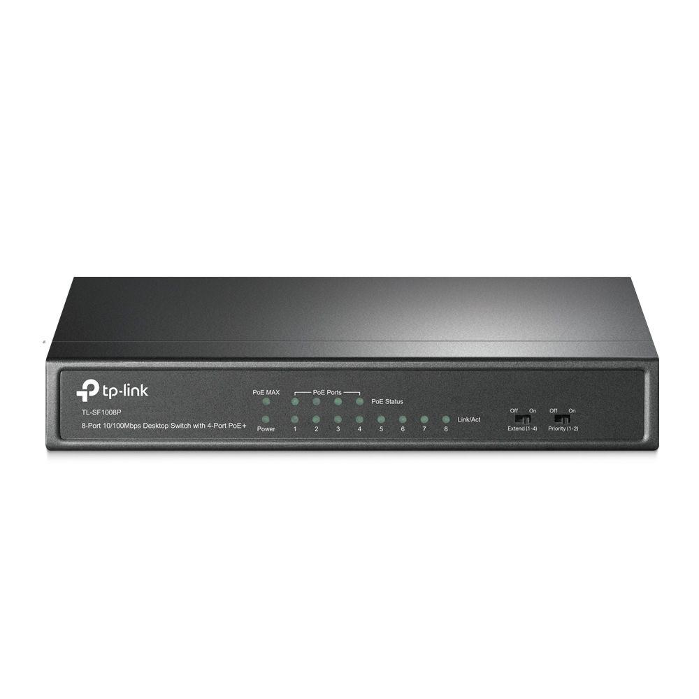 Switch TP-LINK TL-SF1008P V5 (Fast Ethernet - 1,6 Gbit/s - 0,1 Gbit/s - Preto)