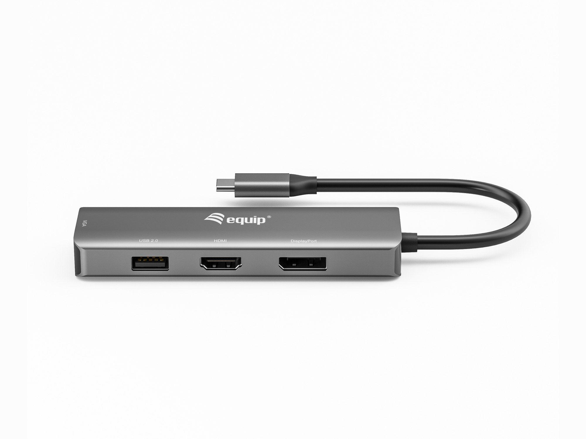 Hub USB-C Multiportas EQUIP 133485 (0,15 m - Windows, macOS e ChromeOS - Preto e Prateado), miniatura 3