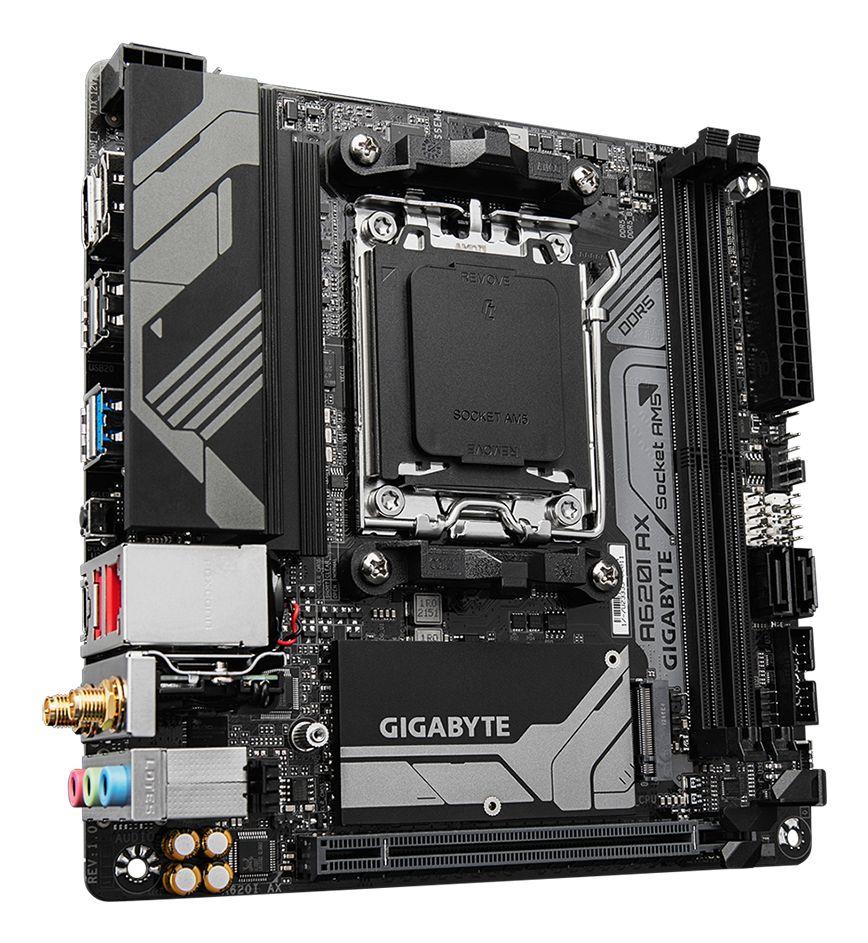 Motherboard GIGABYTE A620I AX (AM5 - AMD Ryzen 7000 Series - mini ITX - Castanho), miniatura 3