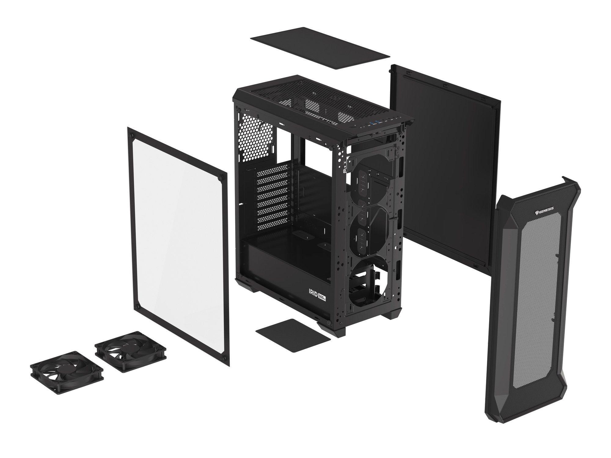 Caixa PC GENESIS Irid 505 V2 Midi Tower (ATX, Micro ATX, Mini-ITX - Midi Tower - 16,5 cm - Preto) — miniatura 15
