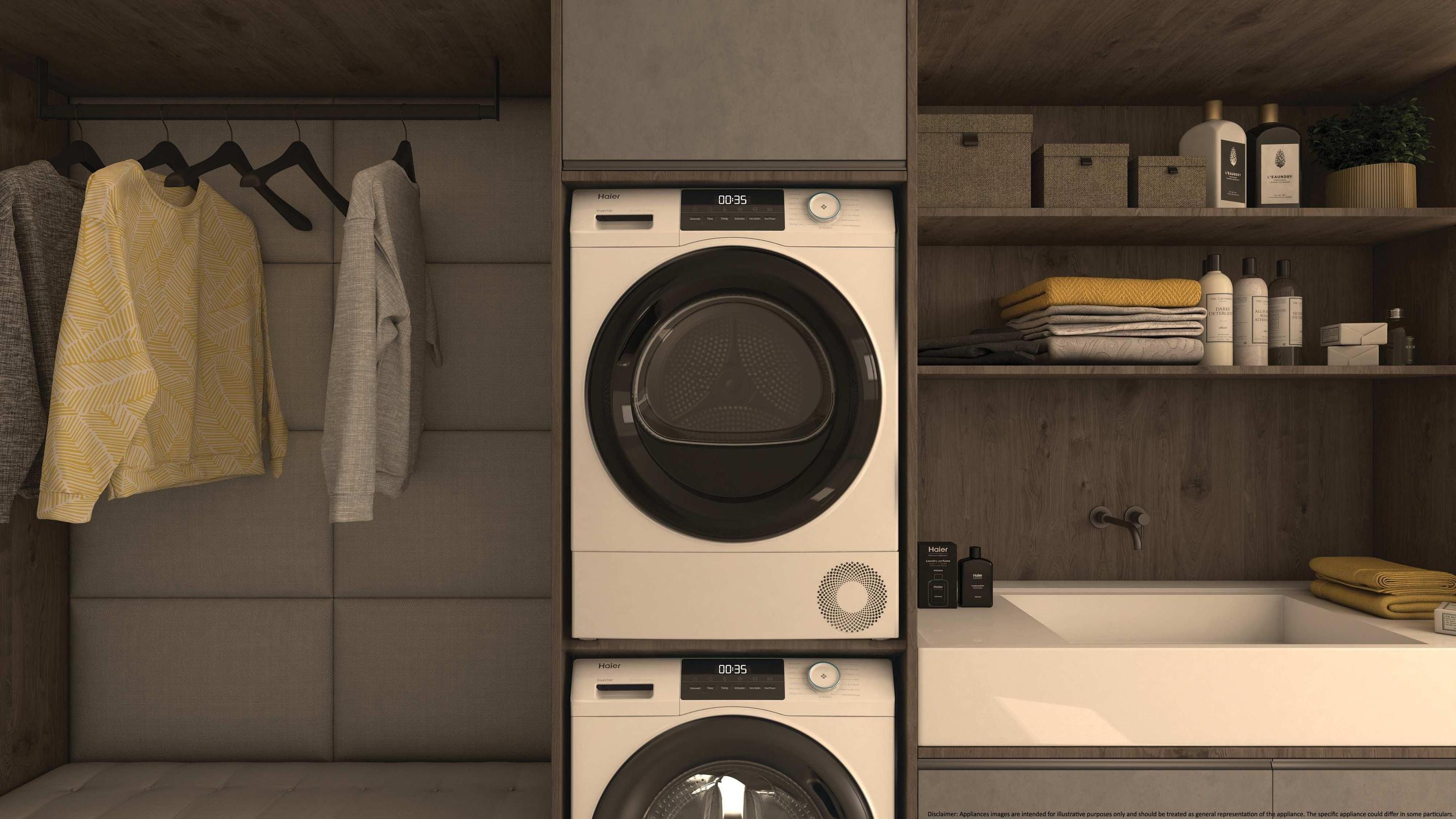 Máquina de Secar Roupa Independente HAIER HD80-E929E-S (8 kg - Bomba de calor - Direita - Branco) — miniatura 9