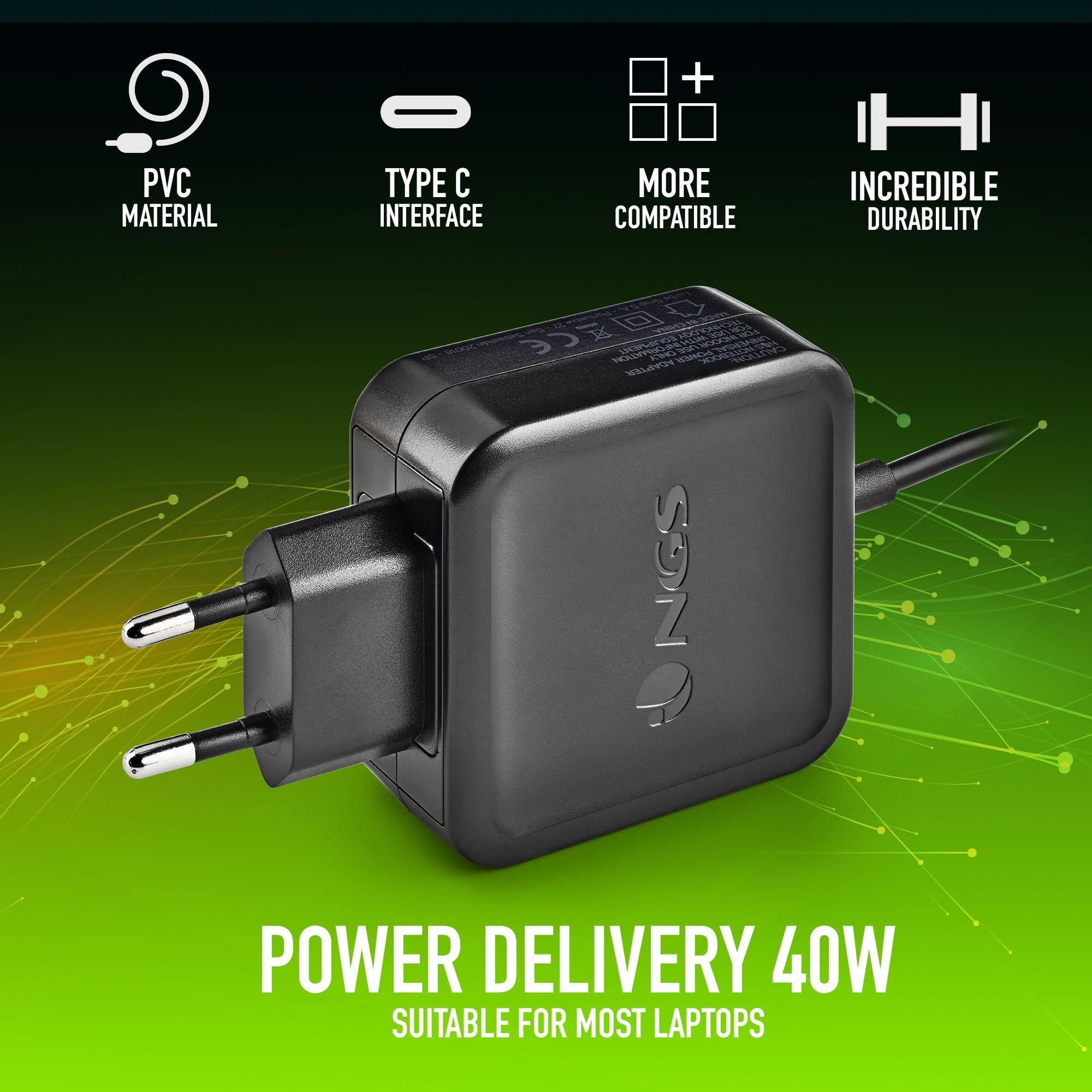 Carregador de Portátil NGS W-45WTYPEC (45 W - 1 A - 2,25 A - Preto) — miniatura 7