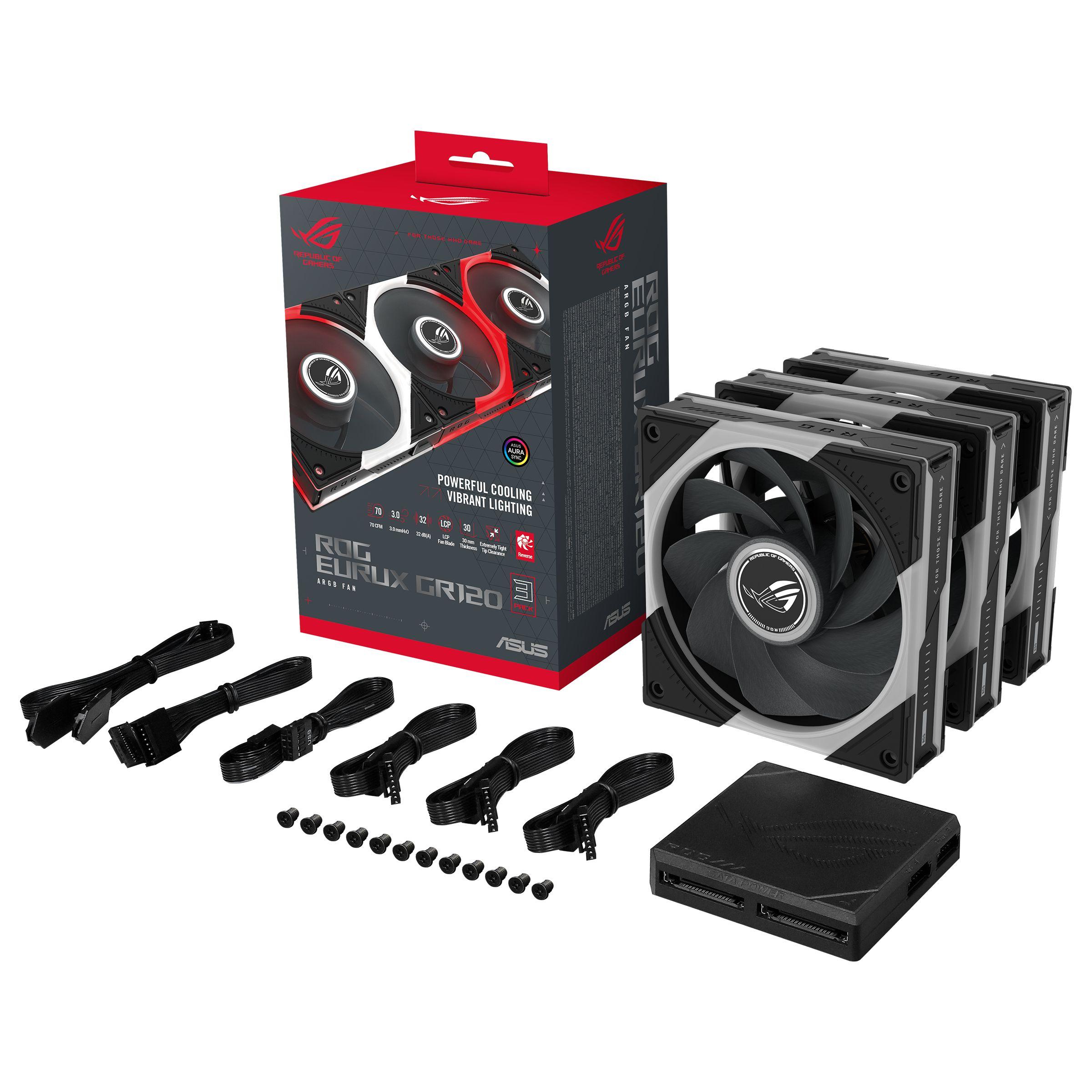 Conjunto de Ventoinhas para Caixa de Computador ASUS ROG Eurux GR120 ARGB Reversa (Preto e Branco), miniatura 30