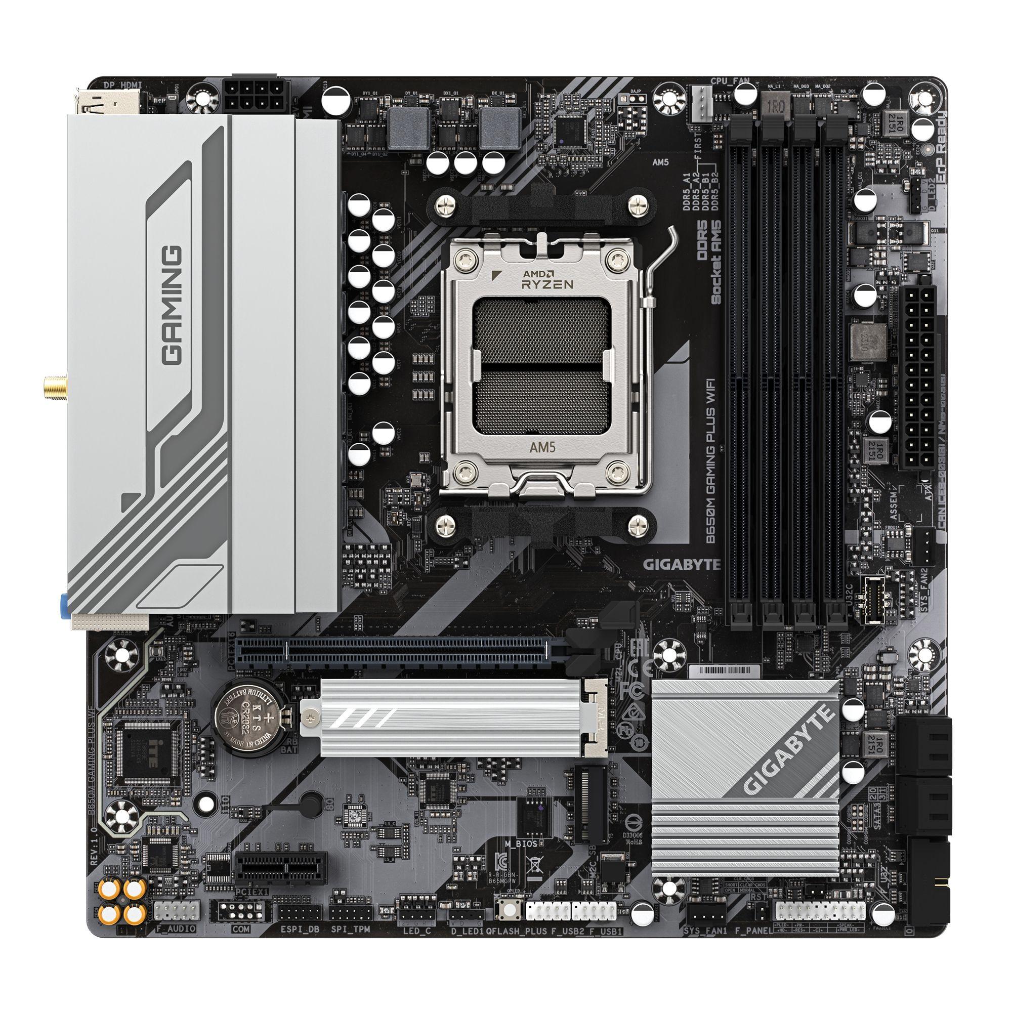 Motherboard GIGABYTE B650M GAMING PLUS WIFI (AM5 - micro-ATX - Duplo canal - Castanho escuro) — miniatura 2