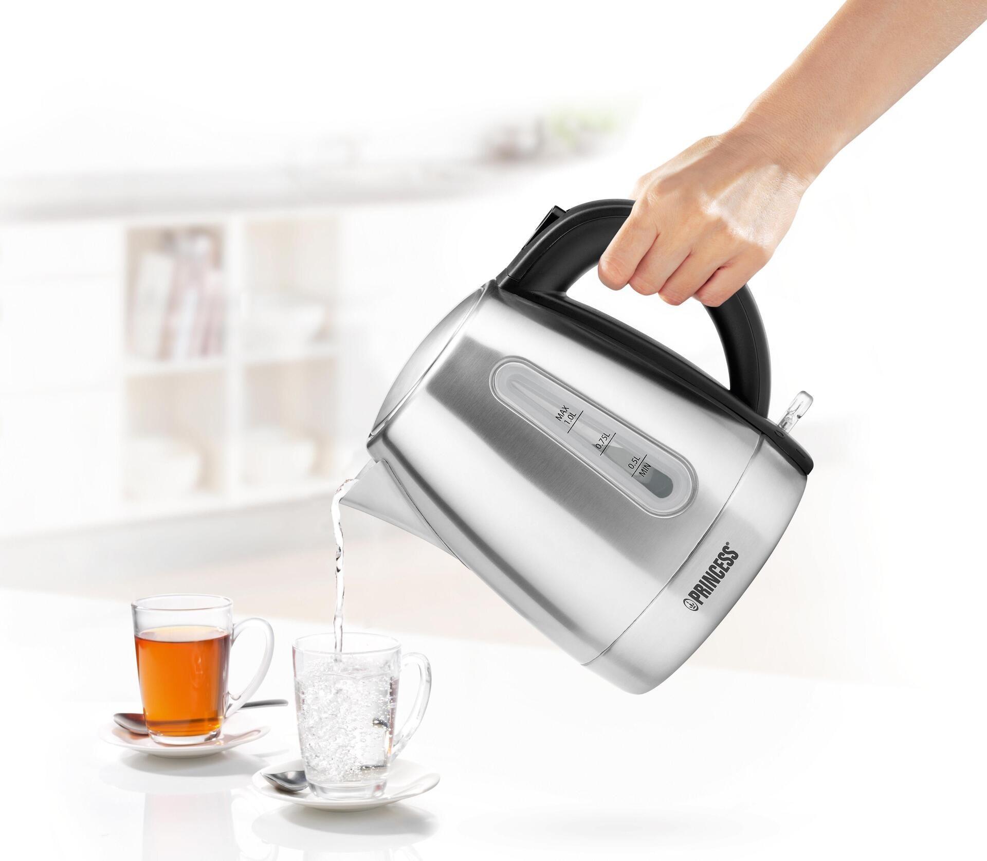 Jarro Elétrico PRINCESS 236023 (2200 W - 1 l - Aço inoxidável - Preto e Inox)