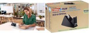 Desenrolador de Fita Adesiva de Secretária TESA Crystal Recycled (Poliestireno - Preto)