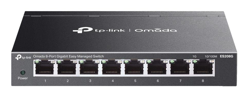 Switch TP-LINK Omada ES208G (Gigabit Ethernet - 4 MB - 16 Gbit/s - Preto)
