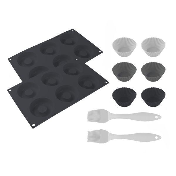 Conjunto de Formas e Pincéis CECOTEC Cecofry SweetBake XL (Cinzento e Preto)