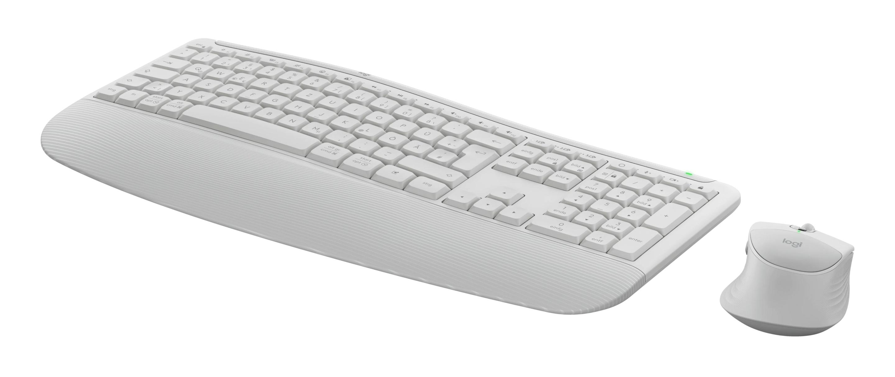 Conjunto de Teclado e Rato LOGITECH MK880 Signature Comfort Plus (Alemão - Tamanho completo - RF Wireless + Bluetooth - Branco acinzentado), miniatura 3