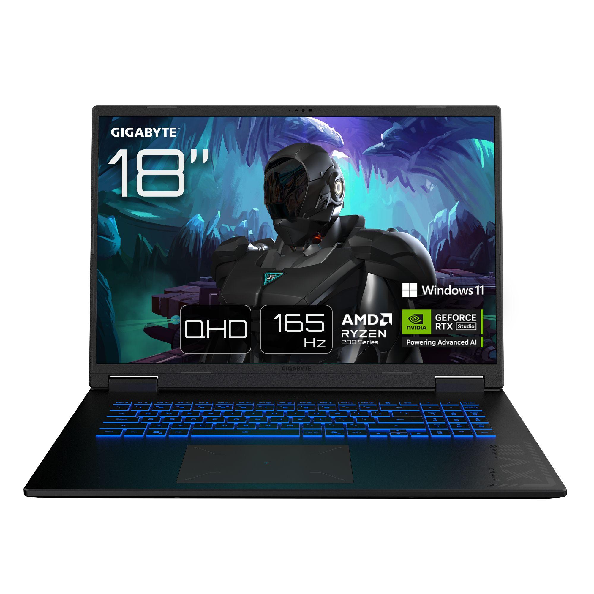 Computador Portátil GIGABYTE GAMING A18 3WHK3DEC64SH (Windows 11 Home - AMD Ryzen 7 260 - 18" - Preto)