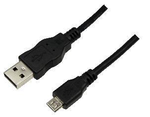 Cabo USB LOGILINK CU0057 (0,60 m - Micro-USB B - USB A - Preto)