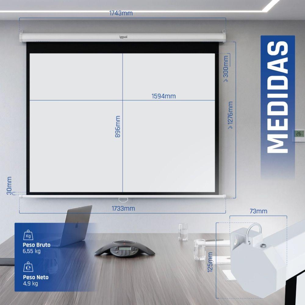 Ecrã de Projeção Manual IGGUAL PSIMS159 (182,9 cm - 72" - Branco) — miniatura 3