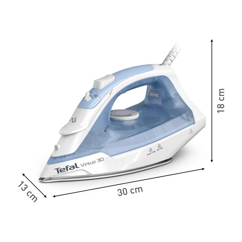 Ferro de Engomar a Vapor TEFAL FV2C41E0 (2000 W - 0,24 l - Base de cerâmica - Azul e Branco), miniatura 4