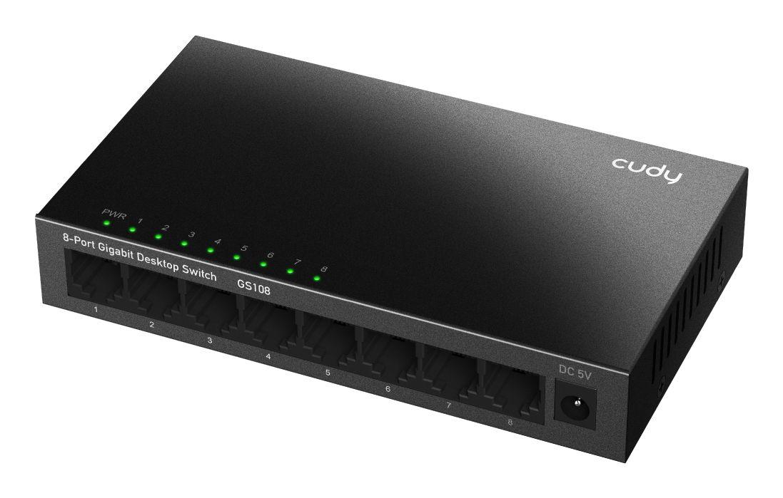 Switch CUDY GS108 (Gigabit Ethernet - 2,5 MB - 16 Gbit/s - Preto)